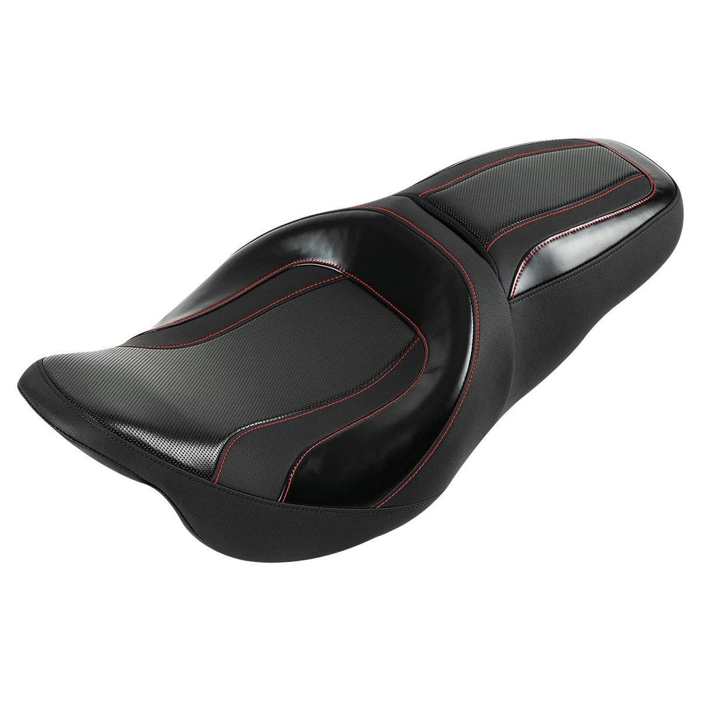 C.C. RIDER Touring Seat 2 up Seat Driver Passenger Seat Boulevard For Harley Touring Street Glide Road Glide Electra Glide, 2008-Later S03 CCRiderseats Black Red 