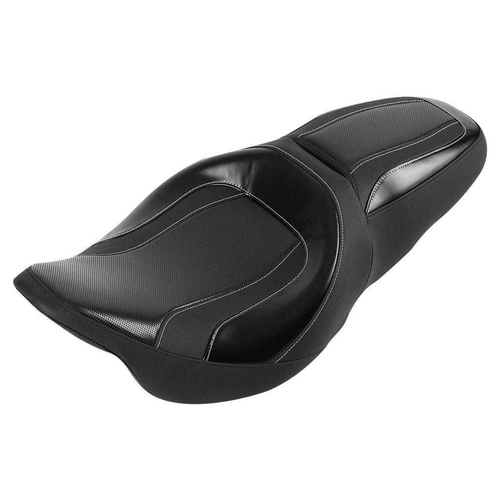 C.C. RIDER Touring Seat 2 up Seat Driver Passenger Seat Boulevard For Harley Touring Street Glide Road Glide Electra Glide, 2008-Later S03 CCRiderseats Black White 
