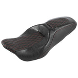 C.C. RIDER Touring Seat 2 up Seat Driver Passenger Seat Diamond Plush For Harley Touring Street Glide Road Glide Electra Glide, 2008-Later S03 CCRiderseats Black Red 