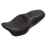 C.C. RIDER Touring Seat 2 up Seat Driver Passenger Seat Twisted Horizon For Harley Touring Street Glide Road Glide Electra Glide, 2008-Later S03 CCRiderseats Black Red 