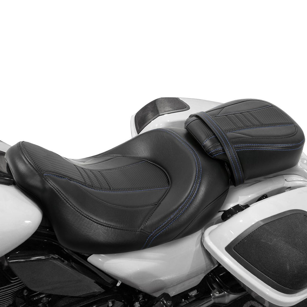 C.C. RIDER Touring Seat Two Piece 2 Up Seat Low Profile Driver Passenger Seat Bulllet For Road Glide Street Glide Road King, 2009-Later SC231 CCRiderseats 
