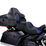 C.C. RIDER Touring Seat Driver Passenger Seat With Backrest For Harley CVO Road Glide Electra Glide Street Glide Road King, Blue, 2014-2024